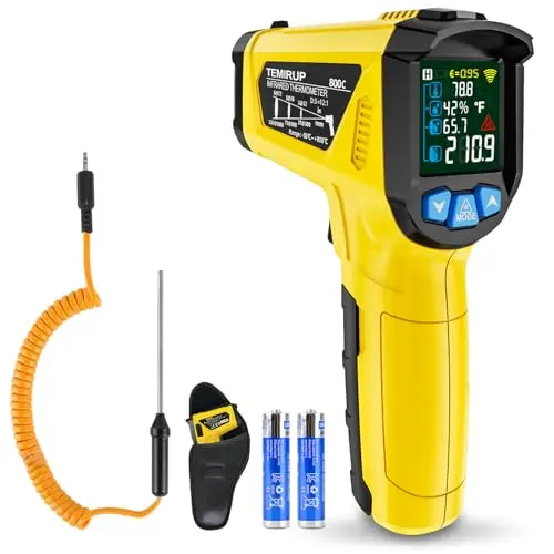 TEMIRUP infrared thermometer with K-probe and carrying case