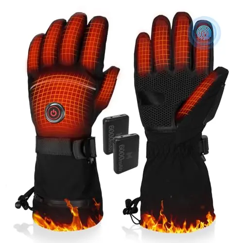 PEKWZIZ heated gloves showing large battery compartment and waterproof design