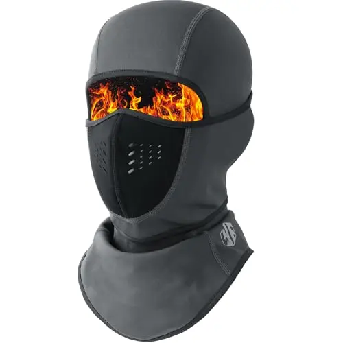 WTACTFUL neoprene ski mask in gray showing breathable perforations