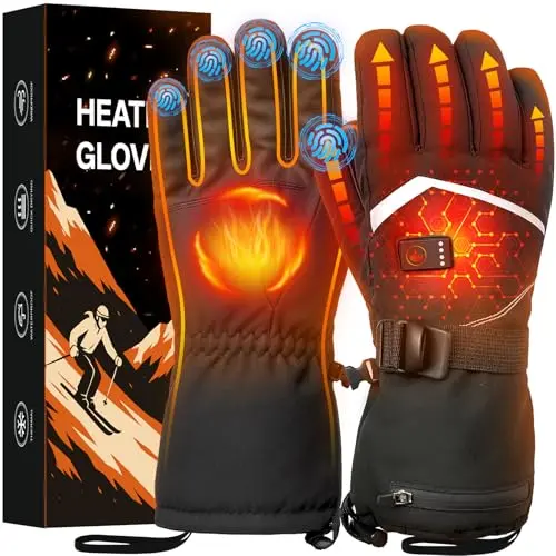 Cauasock heated gloves with waterproof shell and touchscreen fingertips