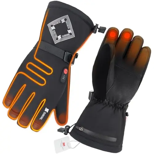 SURGOAL heated gloves showing waterproof design and touchscreen fingertips