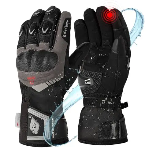 RIDEIRON black winter motorcycle gloves with soft knuckle guard